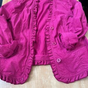 Chico's Fuchsia Blazer with Ruffle Trim